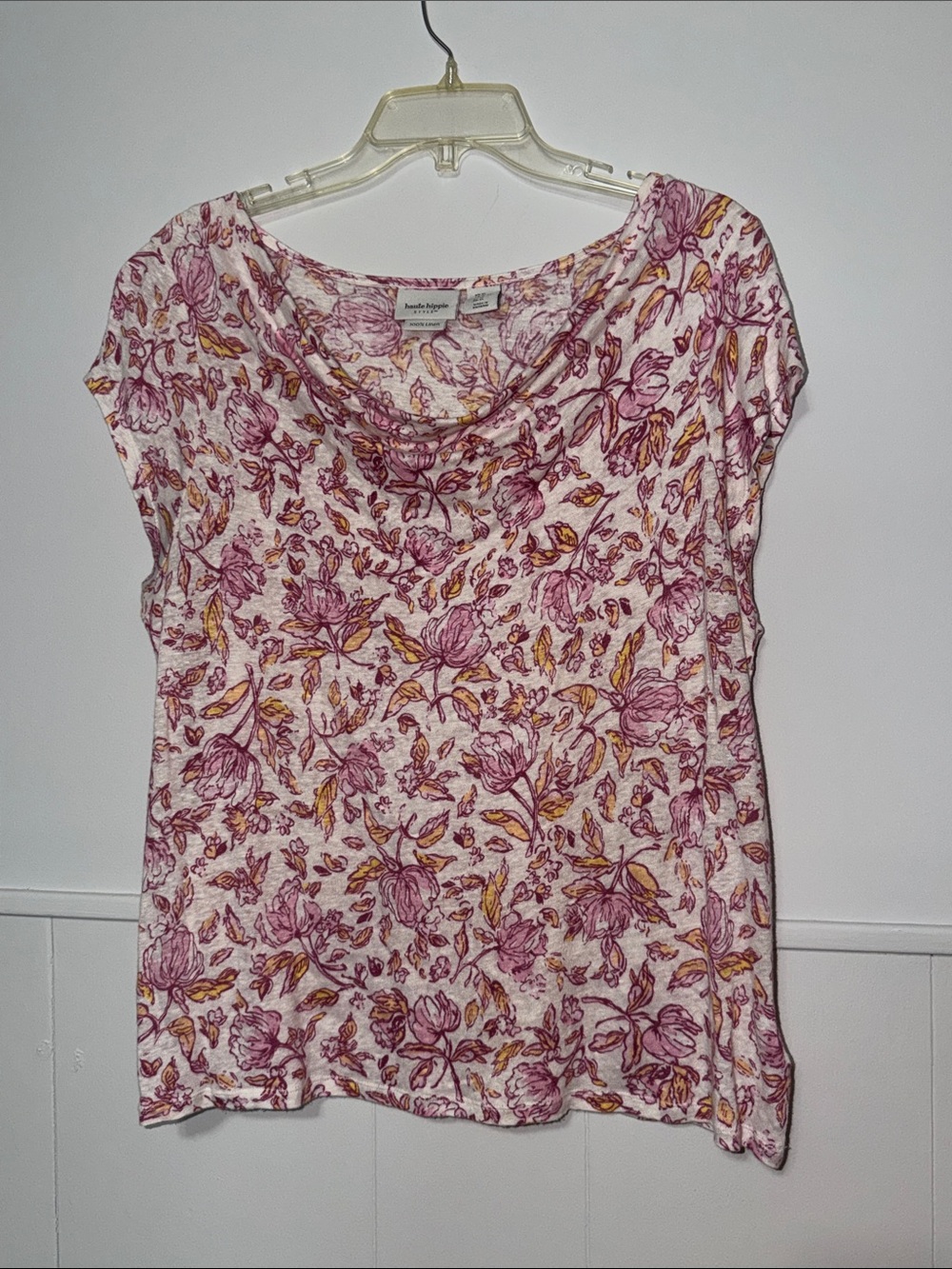 Haute Hippie 100% Linen floral Top lightweight size XL